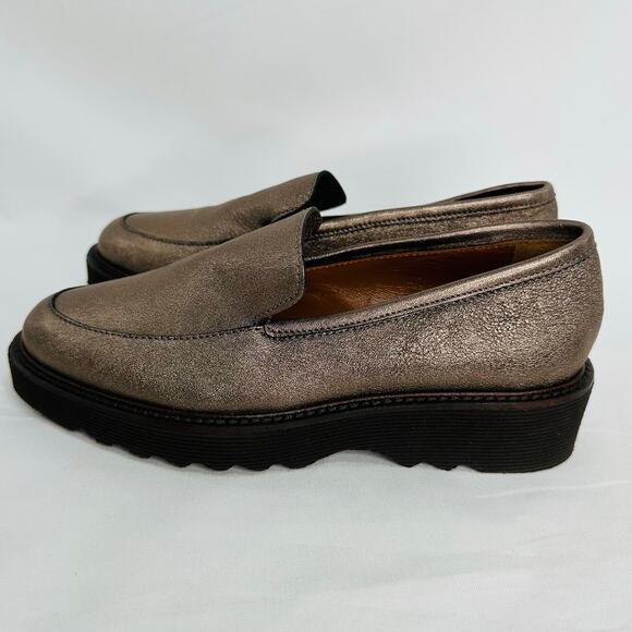 Aquatalia Kelsey Weatherproof Loafers Metallic Silver Suede size 5 - Picture 6 of 9